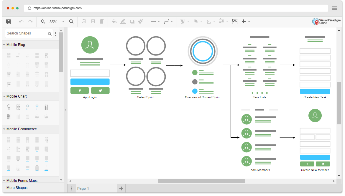 User Flow Software for Mobile App