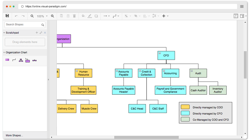 Organization Chart Example: Using Color Legend