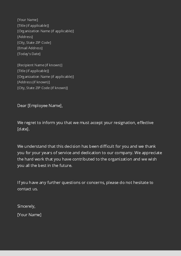 Accept a resignation
