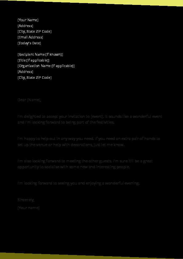 Accept an informal invitation to a social event