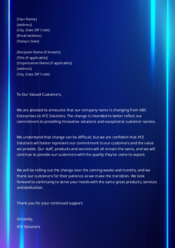 Announce a Change in Your Company's Name