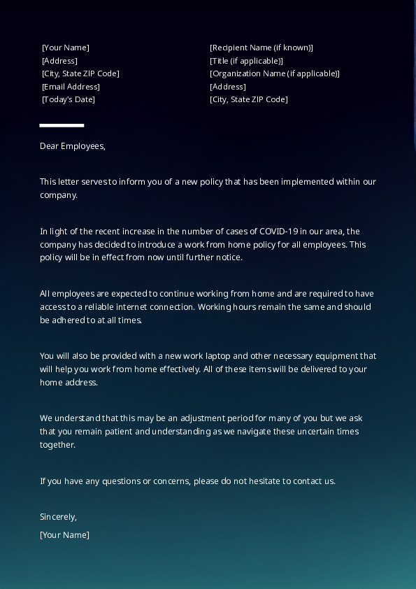 Notify Employees of New Policy