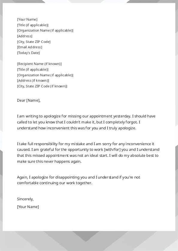 Apologize For Missing an Appointment