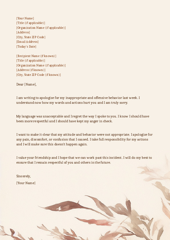 Apologize For Offensive Behavior