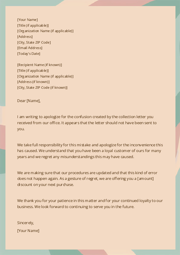 Apologize For Sending a Collection Letter By Mistake