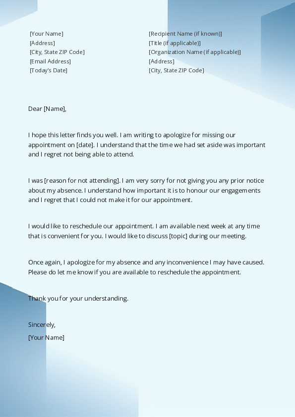 apologize for missing an appointment 2