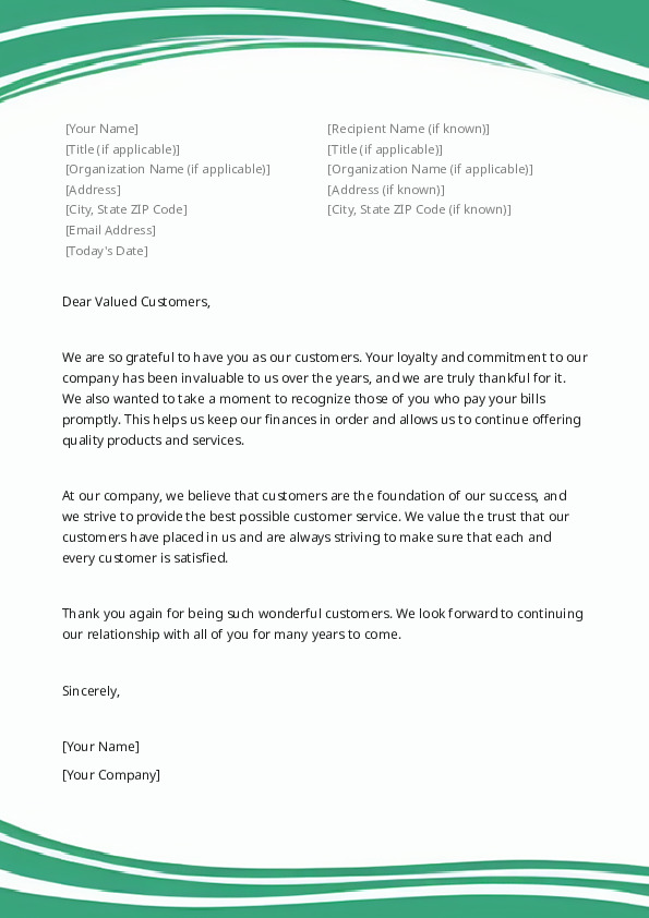 Express Appreciation to Long-term Customers and Those Who Pay Their Bills Promptly