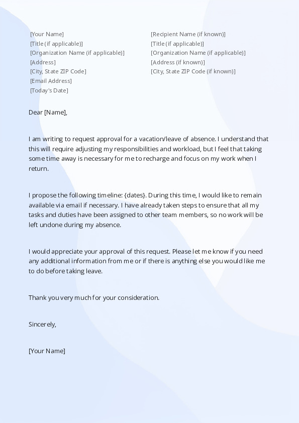 Approve a Vacation or Leave of Absence