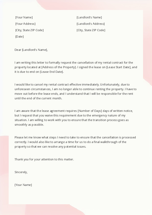 Cancel a Rental Contract
