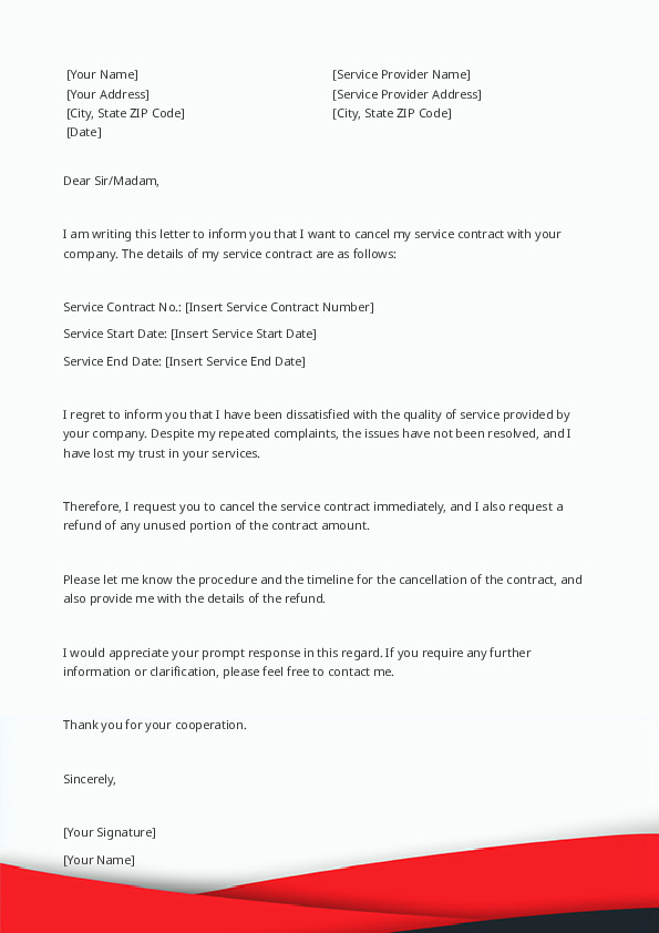 Cancel a Service Contract