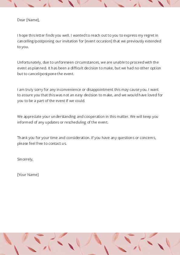 Cancel or Postpone an Invitation