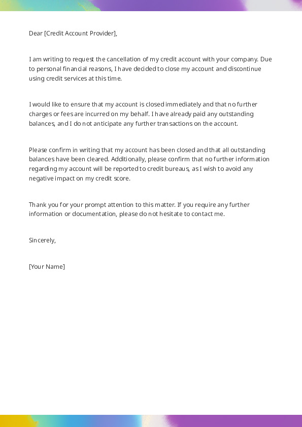 Cancel Your Own Credit Account
