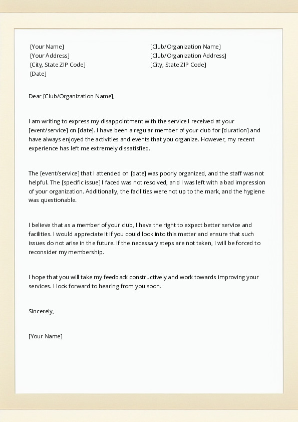 Complain to a Club or Organization