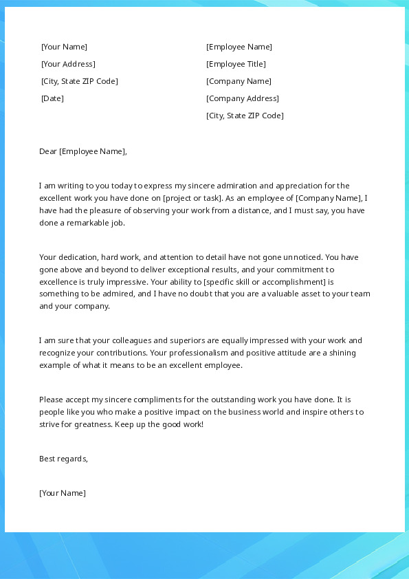 Compliment or Praise the Work of an Employee from Another Firm