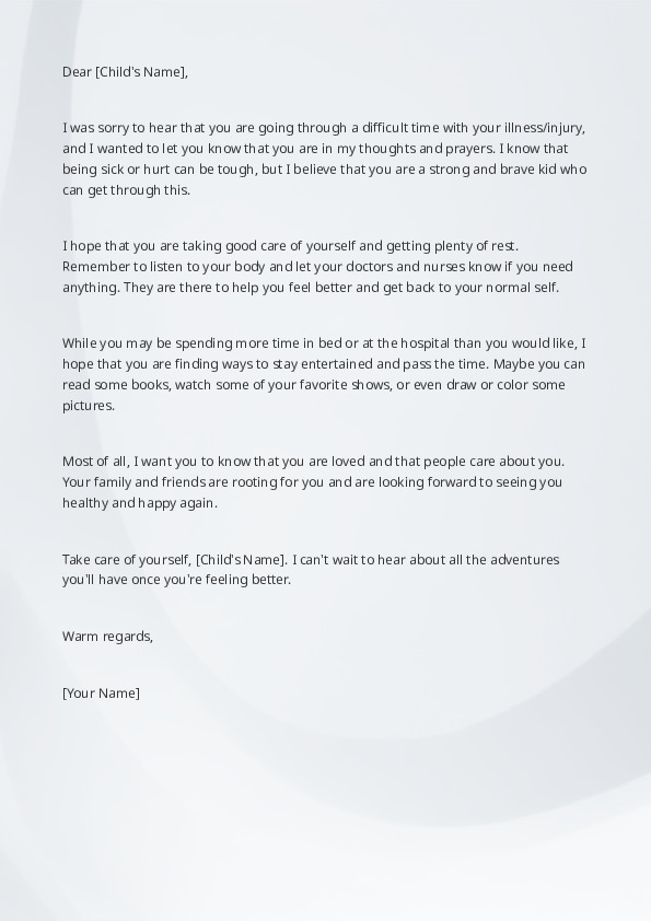 Write a Get-well Message to a Child Suffering from Illness or Injury 2