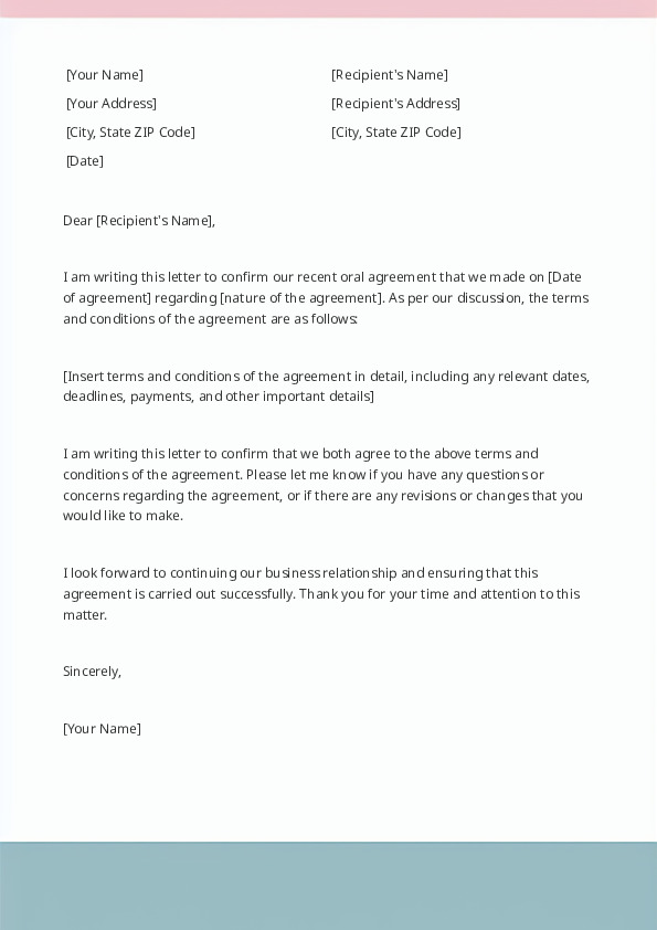 Confirm an Oral Agreement