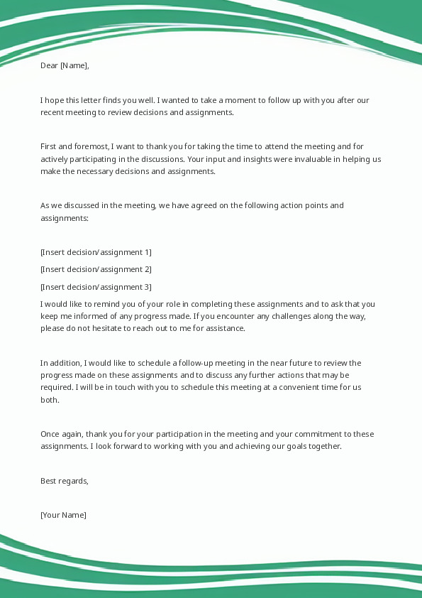 Follow Up After a Meeting to Review Decisions and Assignments 2