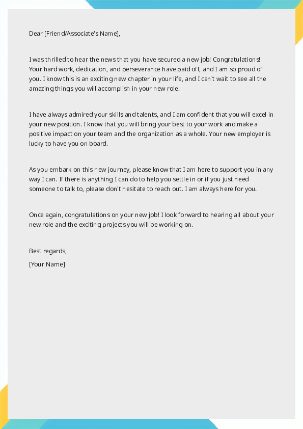 Congratulate a Friend or Associate on Getting a New Job