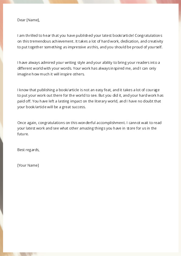 Congratulate Someone on Publishing a Book or Article