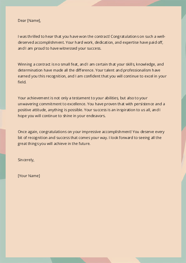 Congratulate Someone on Winning a Contract