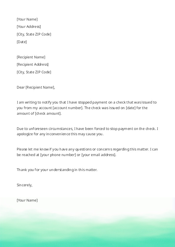 Notify a Creditor That You Have Stopped Payment on a Check