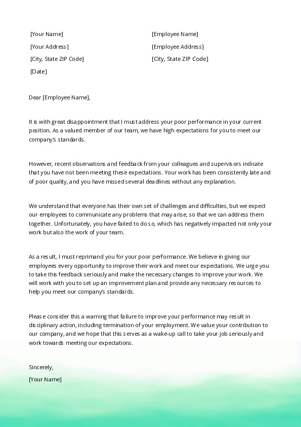Reprimand an Employee For Poor Performance