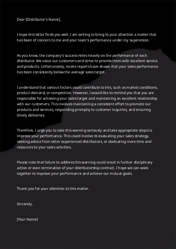 Warn a Distributor Under Your Supervision