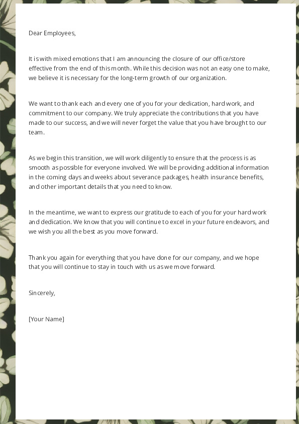 Announce an Office or Store Closing to Employees 2