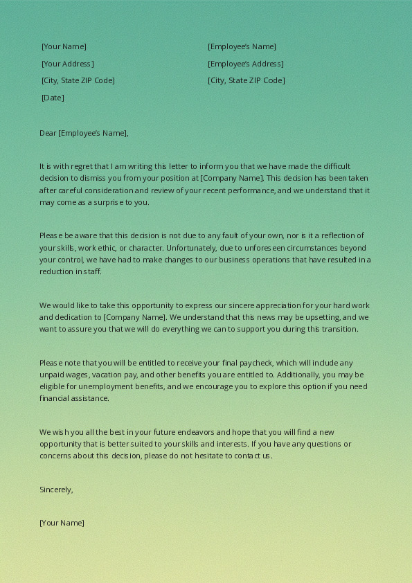 Dismiss an Employee For Reasons Beyond the Employee's Control
