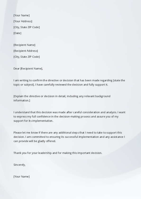 Confirm a Directive or Decision