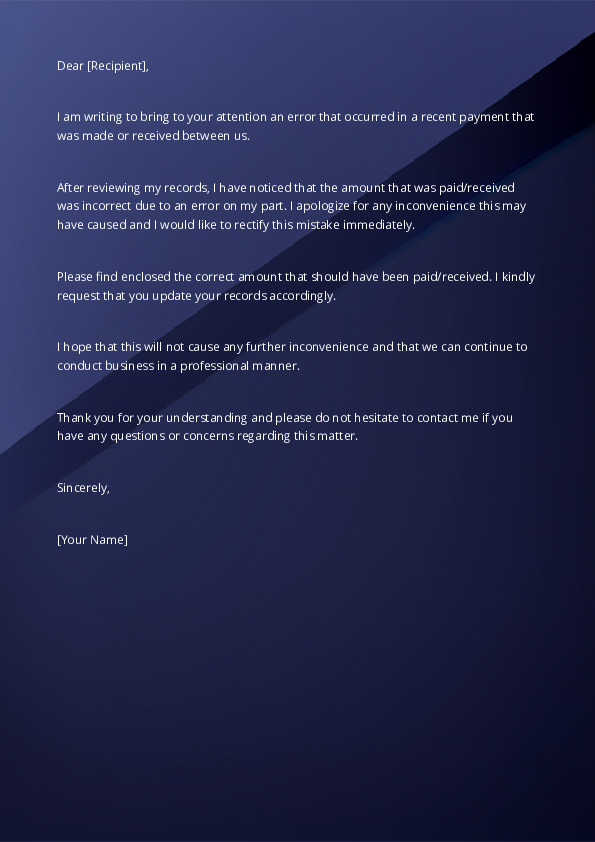 Correct an Error In a Payment Made or Received
