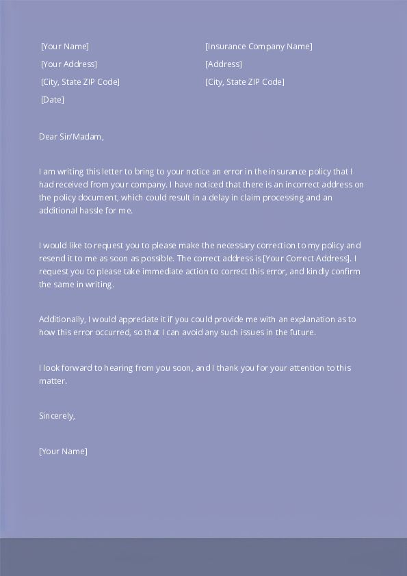 Request Correction of an Insurance Company's Error
