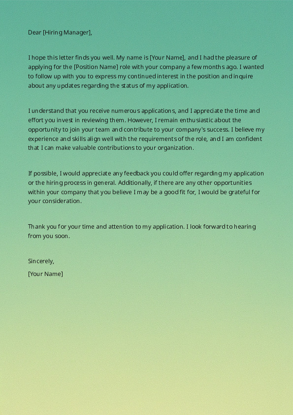 Follow up during a job search after a lapse of time