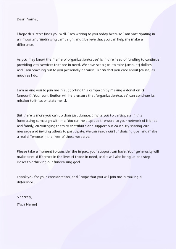 Invite someone to participate in a fundraising campaign