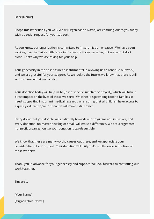 Respond to a request for a donation or to a fundraising letter
