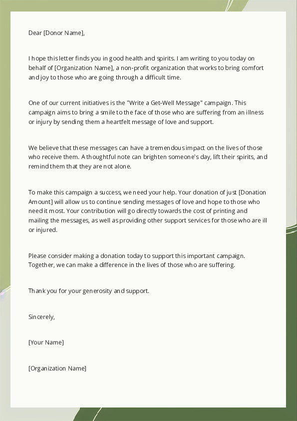 Write a get-well message to a friend or relative suffering from an illness or injury