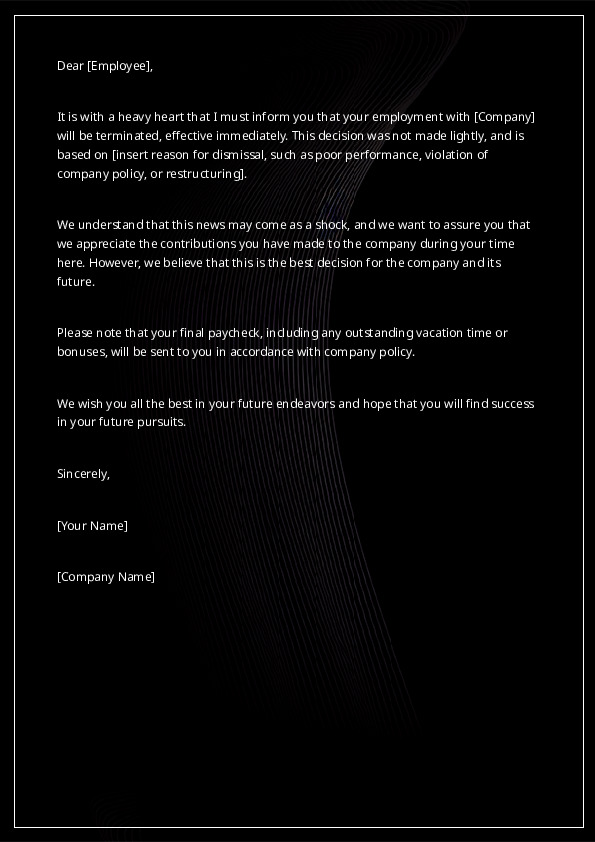 Dismissal Letter