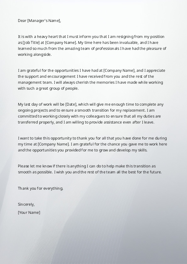 Resignation Letters