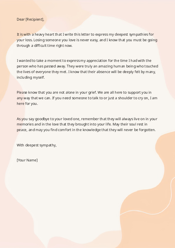 Sympathy Letter