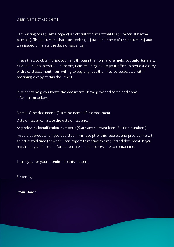 Request a copy of an official document