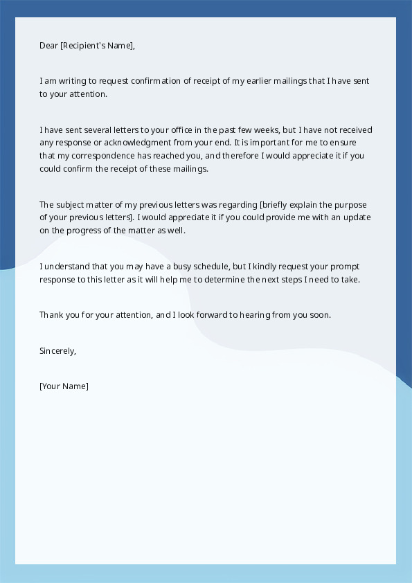 Request confirmation of receipt of earlier mailings