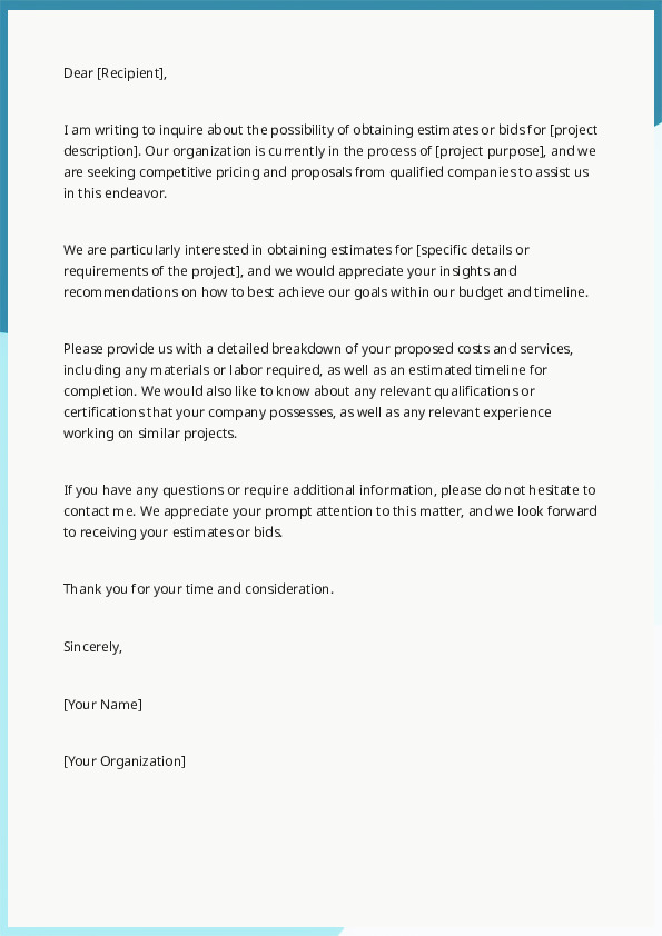 Request estimates or bids
