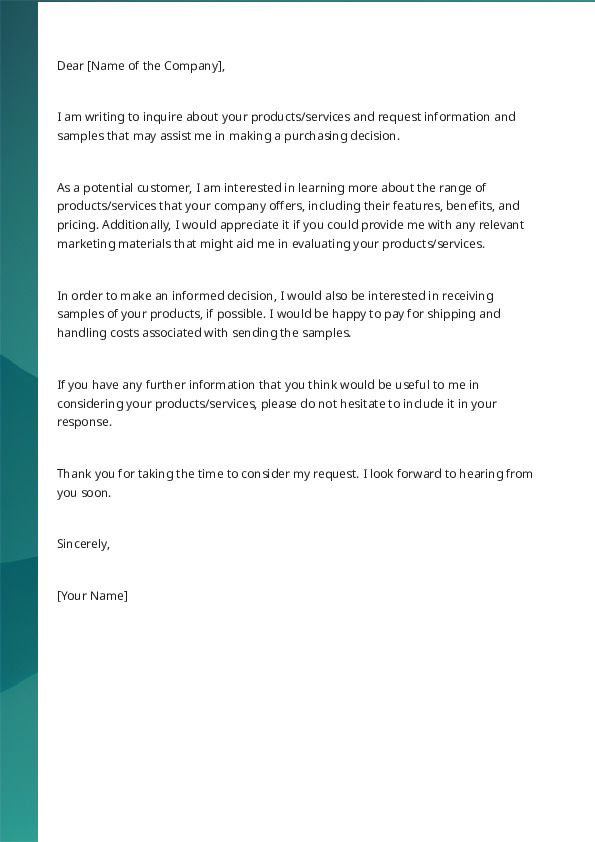 Request samples or information about products or services