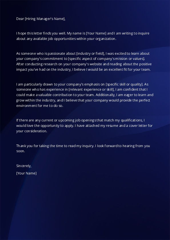 Write a letter in a job search