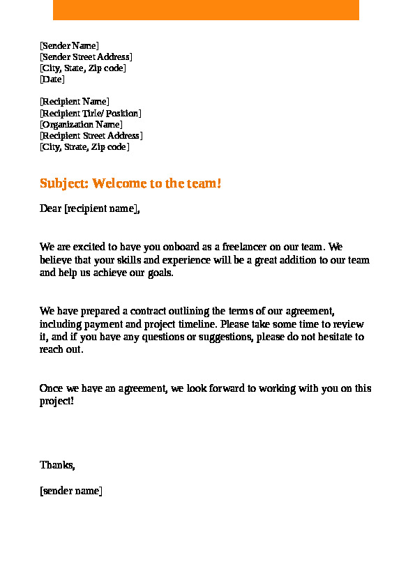 Business Partner Welcome Letter