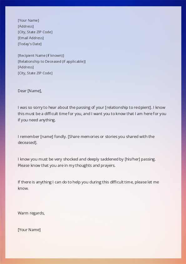 Condolence Letter