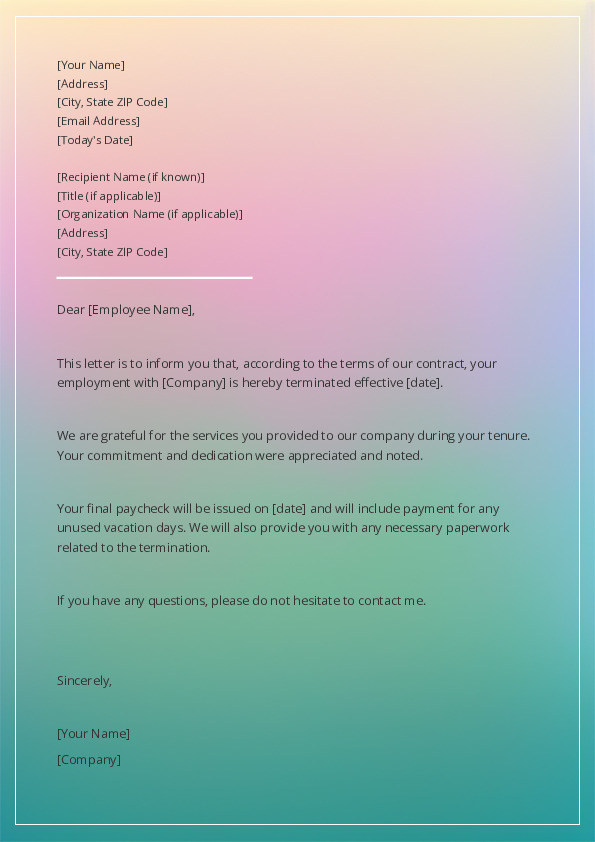 Contract Termination Letter