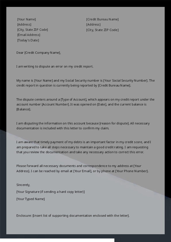 Credit Dispute Letter