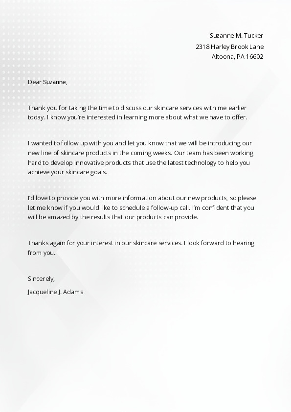 Follow Up Letter