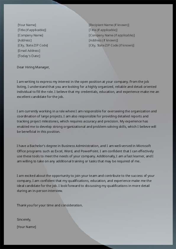 Job Application Letter